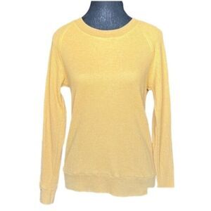 Aritzia TNA Andrews Waffle Knit Long Sleeve Yellow Mustard Size XXS